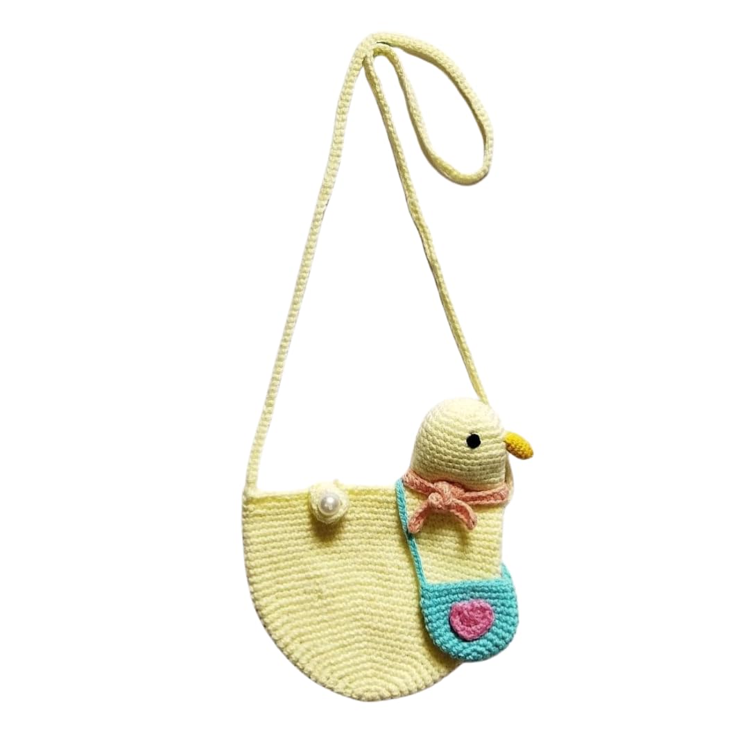 Charming Yellow Duck Crochet Purse for Little Girls - Handmade Kids' Fashion Accessory