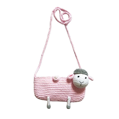 Unique Pink Sheep Crochet Purse for Little Girls | Handmade Kids' Fashion Accessory