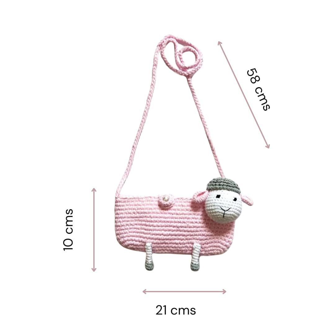 Unique Pink Sheep Crochet Purse for Little Girls Handmade Kids' Fashion  Accessory