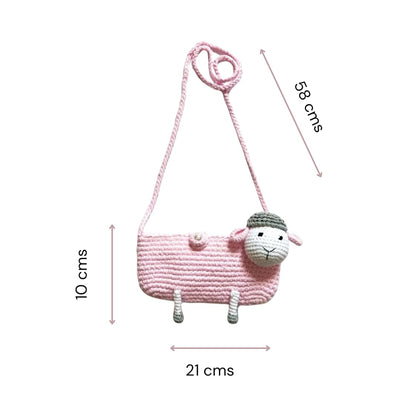 Unique Pink Sheep Crochet Purse for Little Girls | Handmade Kids' Fashion Accessory