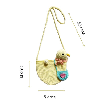 Charming Yellow Duck Crochet Purse for Little Girls - Handmade Kids' Fashion Accessory