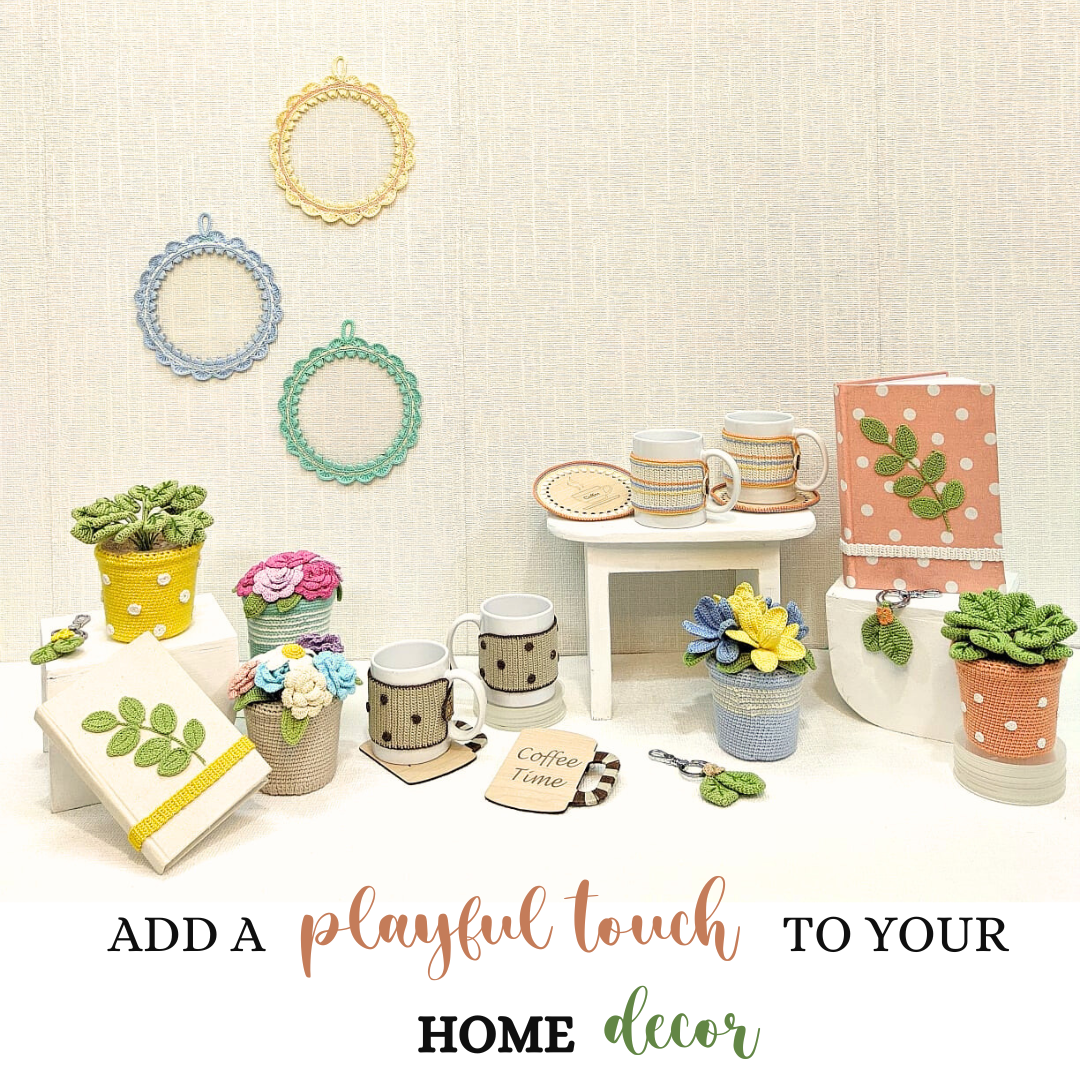 Handcrafted Crochet Bloom Pot – Colorful Bouquet of Eternal Blossoms