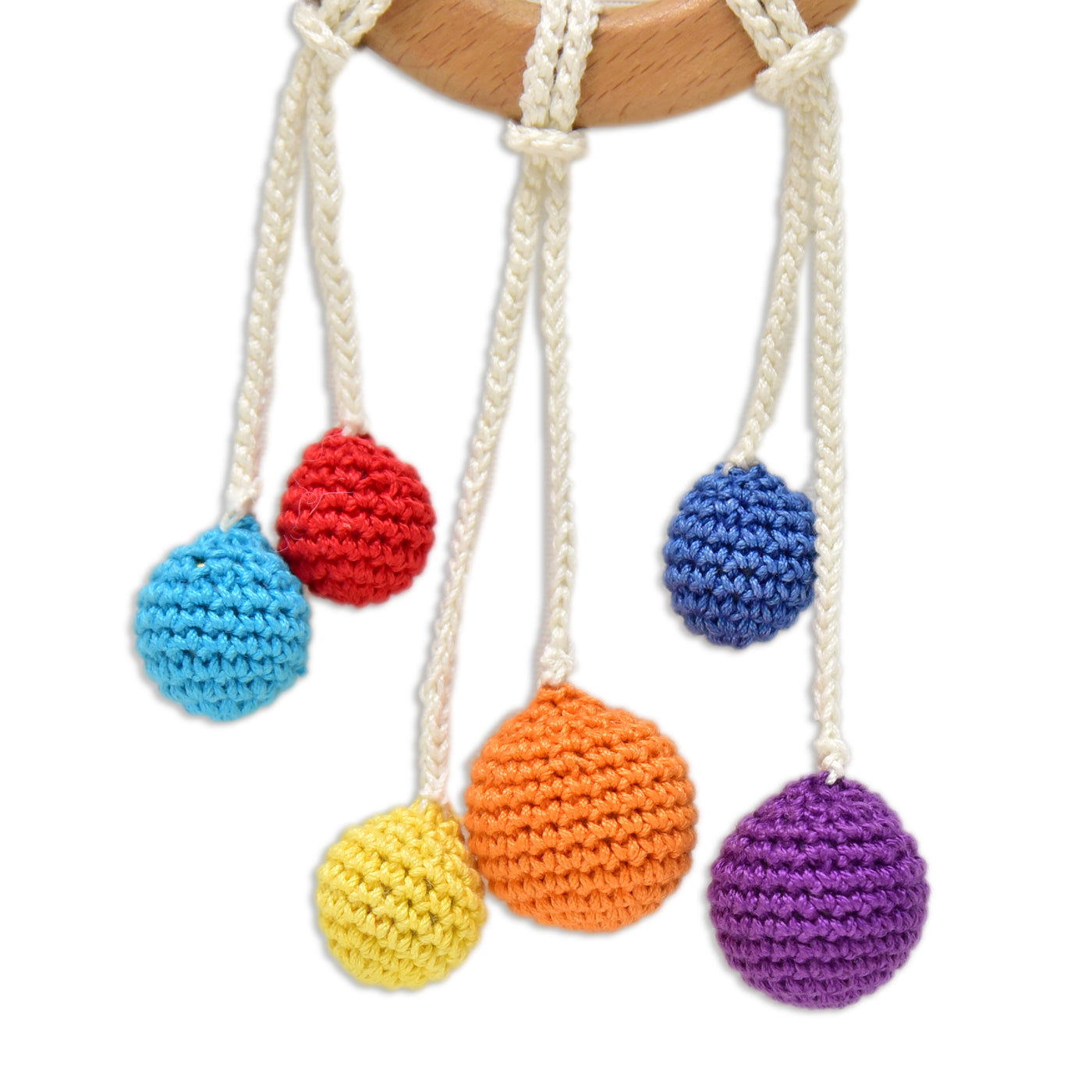 Colorful Rainbow Ring Rattle - Handmade Crochet Baby Rattle