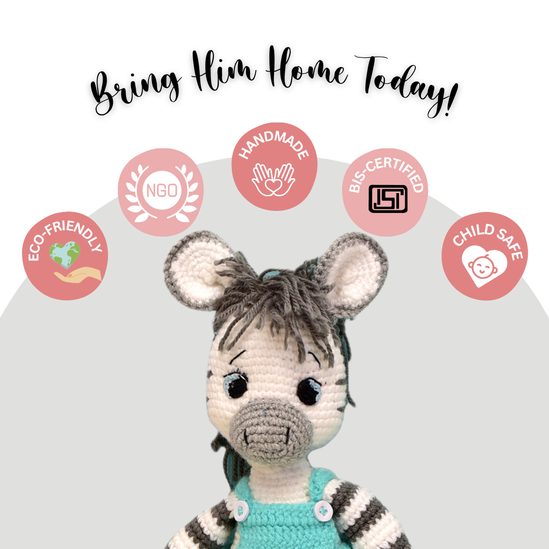 Albert the Zebra – Handmade Crochet Plush Toy | Soft & Safe Cuddly Companion for Kids