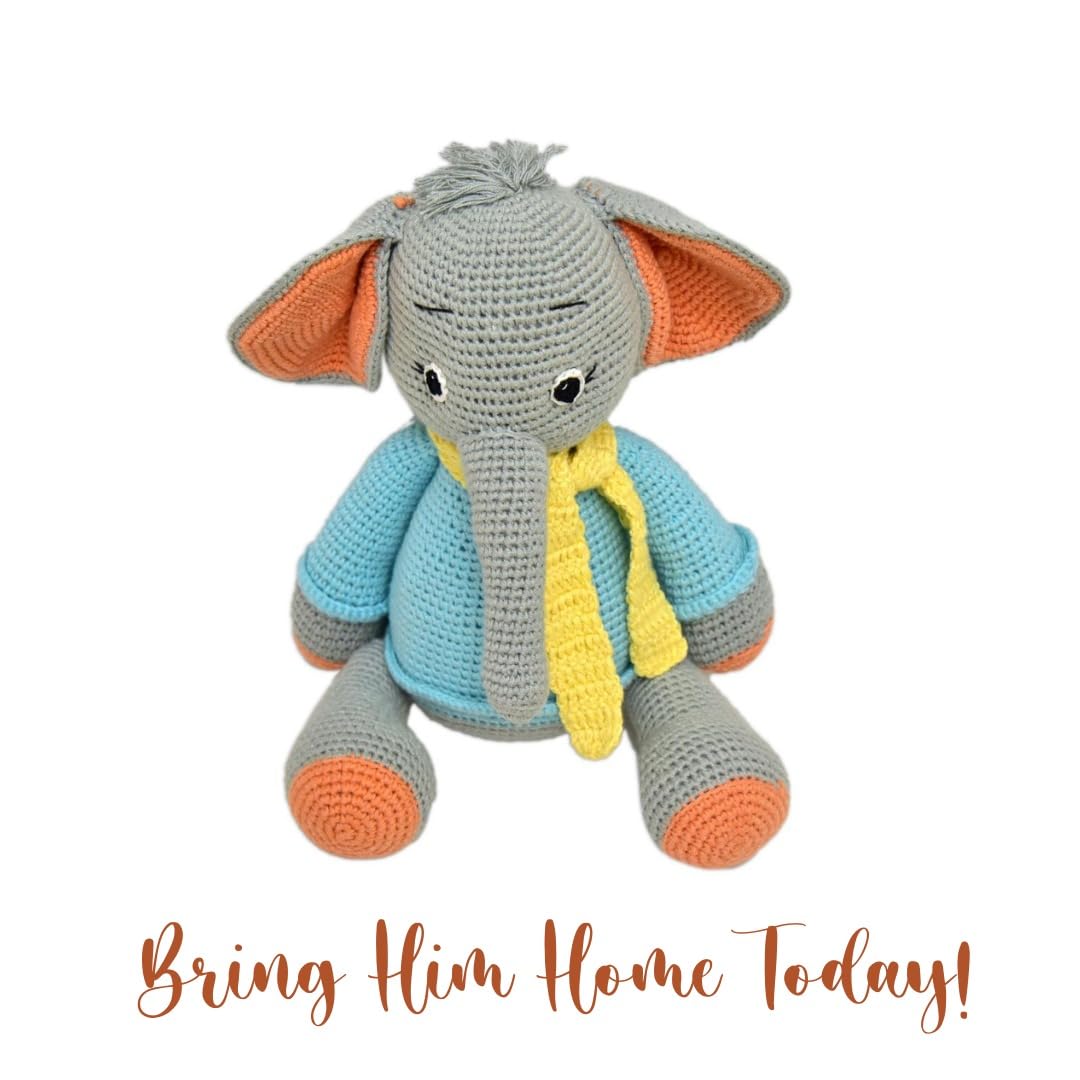 Dusty the Elephant - Handmade Crocheted Toy for Snuggles