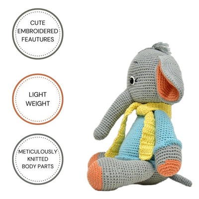 Dusty the Elephant - Handmade Crocheted Toy for Snuggles