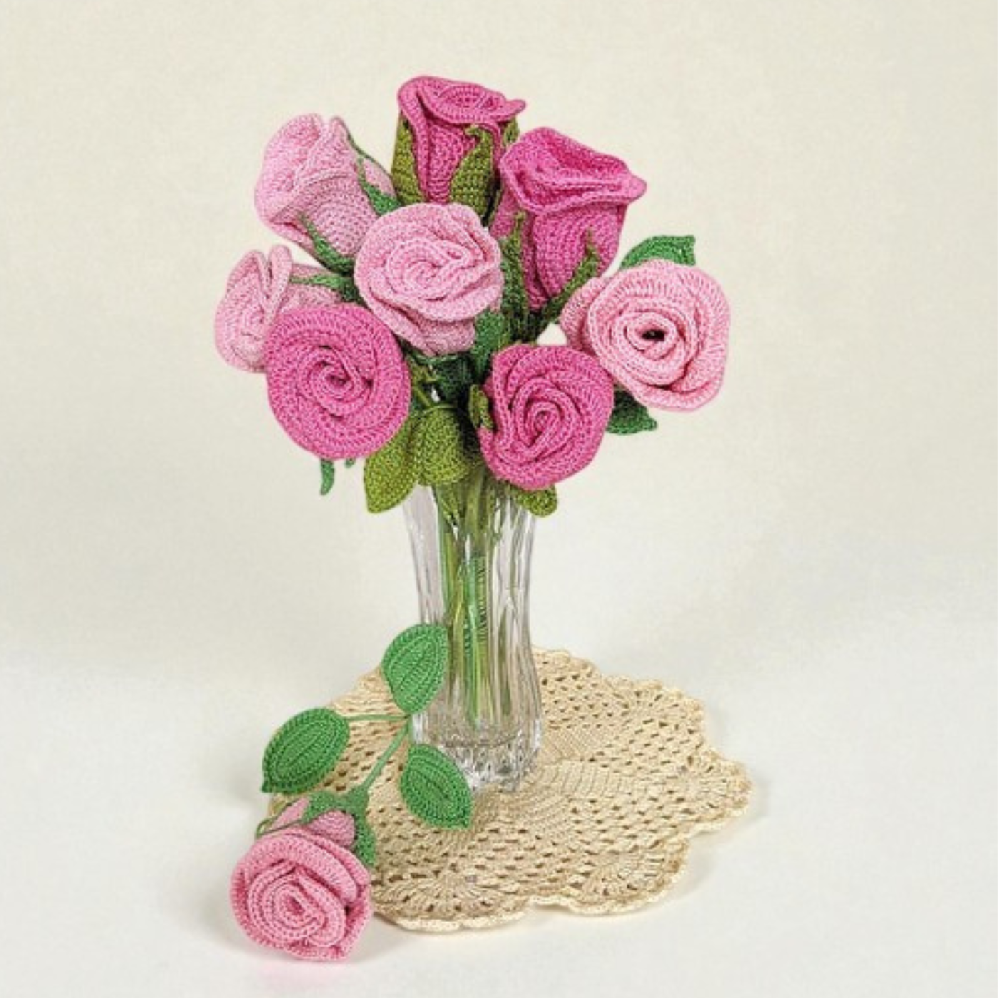 ossoming Beauties – Handcrafted Crochet Darling Rose 🌸 | Single Stem Elegance for Home Décor