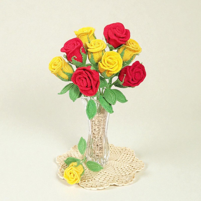 ossoming Beauties – Handcrafted Crochet Darling Rose 🌸 | Single Stem Elegance for Home Décor