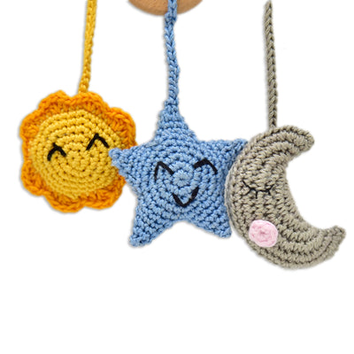 Sun, Star & Moon Rattles - Handmade Crochet Baby Set