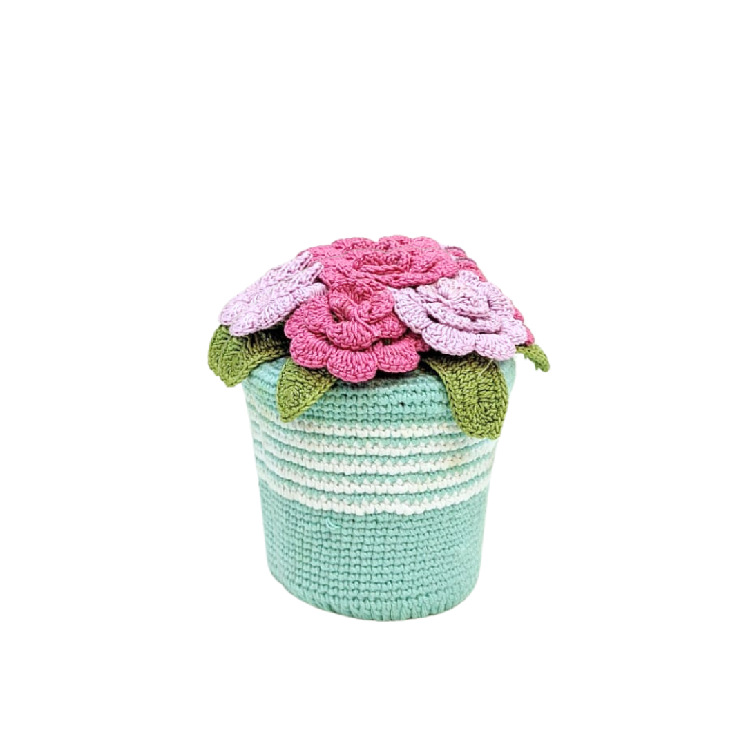 Everlasting Crochet Rose Pot – Handmade Floral Décor for Elegant Spaces