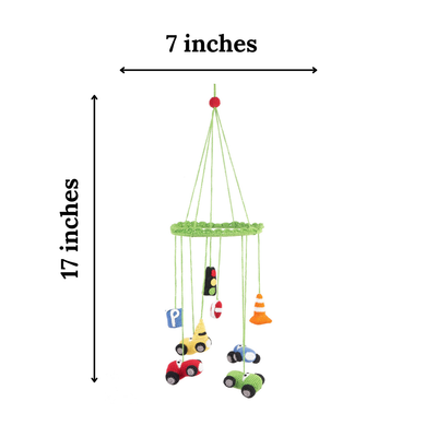 Nursery Hanging Mobile – Handmade Crochet Traffic Set for Baby Room Décor