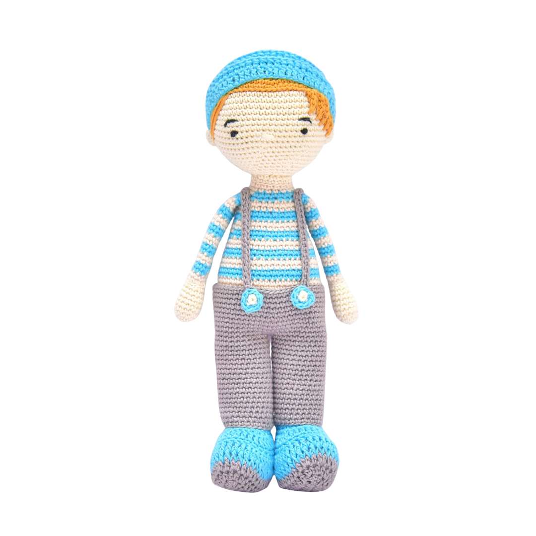 Charming Blake Boy Doll – Lovingly Crocheted Handmade Toy for Storytime Fun