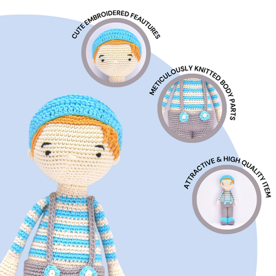Charming Blake Boy Doll – Lovingly Crocheted Handmade Toy for Storytime Fun