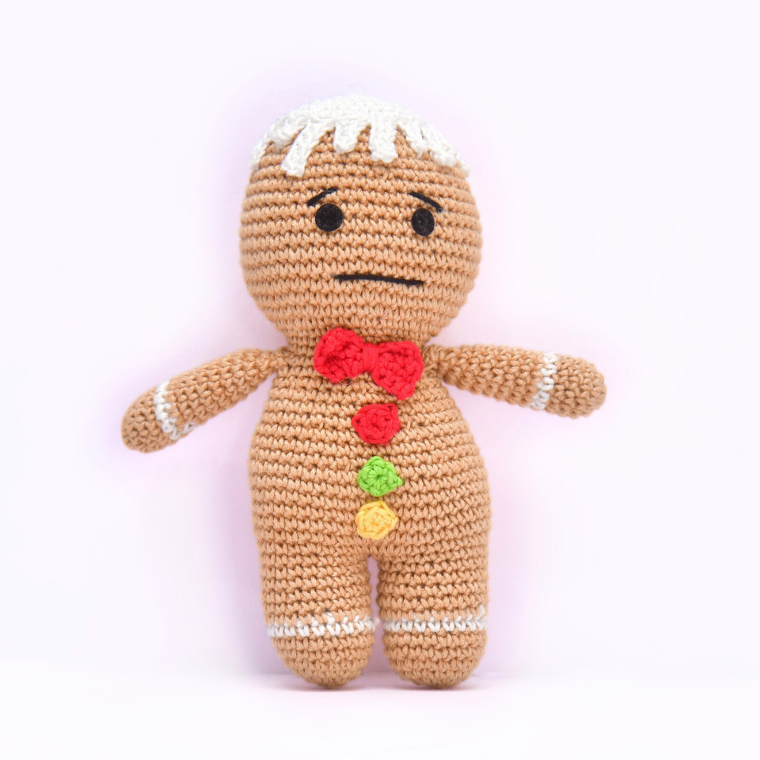Handmade Crochet Gingerbread Doll | Cute Christmas Amigurumi Plush for Holiday Decor