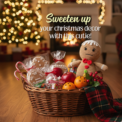 Handmade Crochet Gingerbread Doll | Cute Christmas Amigurumi Plush for Holiday Decor