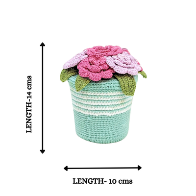 Everlasting Crochet Rose Pot – Handmade Floral Décor for Elegant Spaces