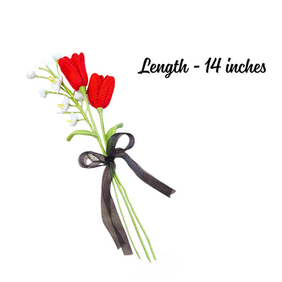 Sisters Day Bouquet – Two Red Tulips & One White Bellflower Arrangement