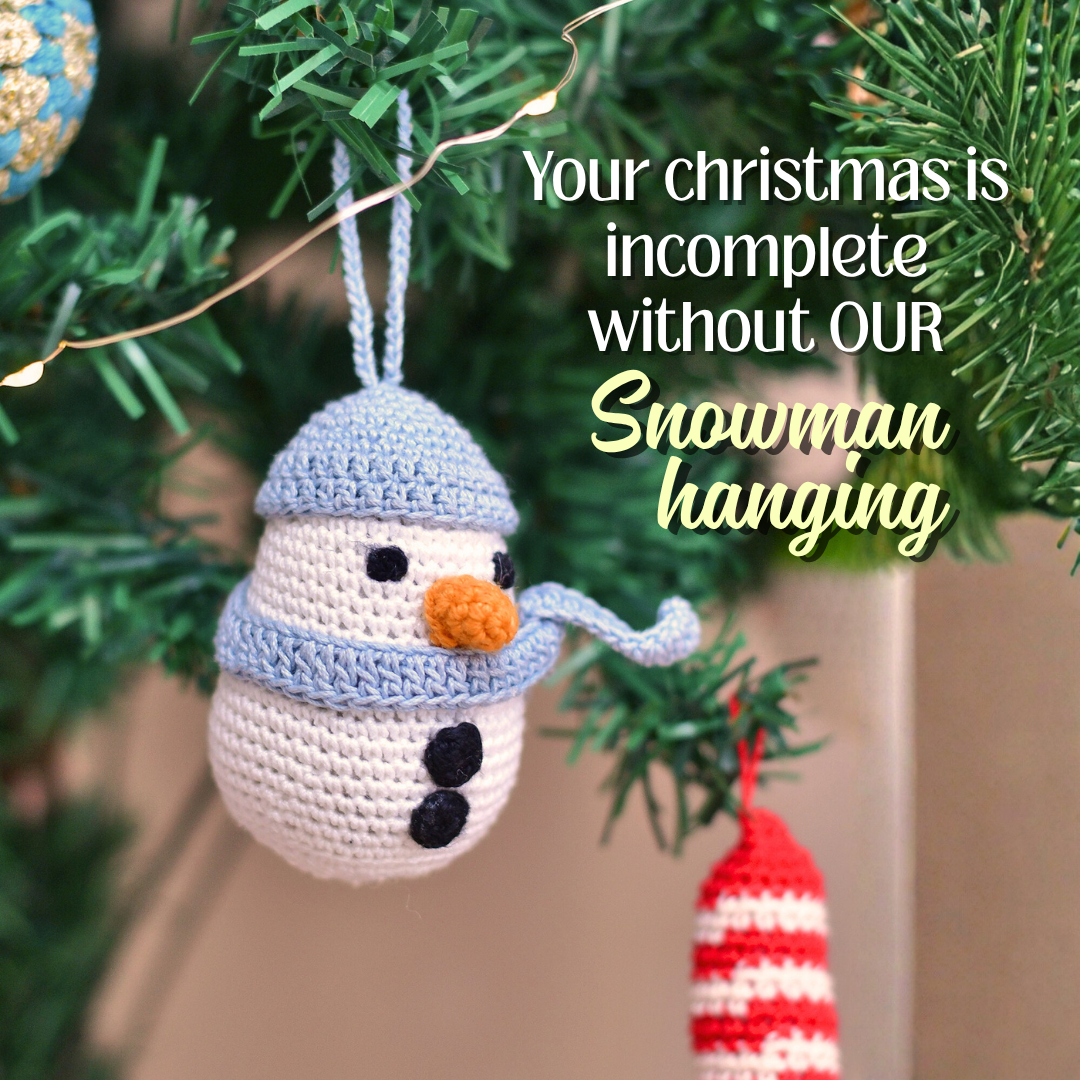 Whimsical Crochet Snowman Ornament – Delightful Christmas Tree Décor