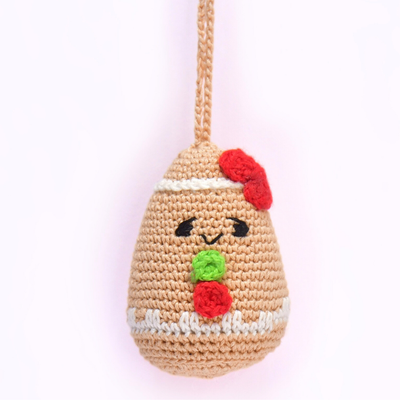 Handcrafted 3D Crochet Gingerbread Man Ornament – Christmas Tree Decoration
