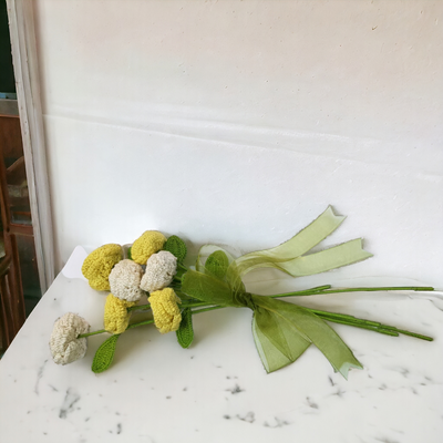 Handmade With Love Crocheted Cream & Yellow Roses:Father's Day Bouquet