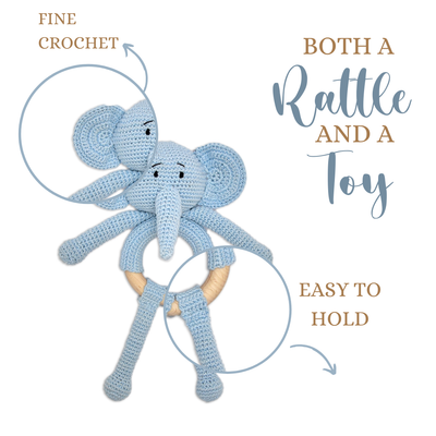 Tiny Trunkies Crochet Baby Rattle Toy – Handmade with Love & Care