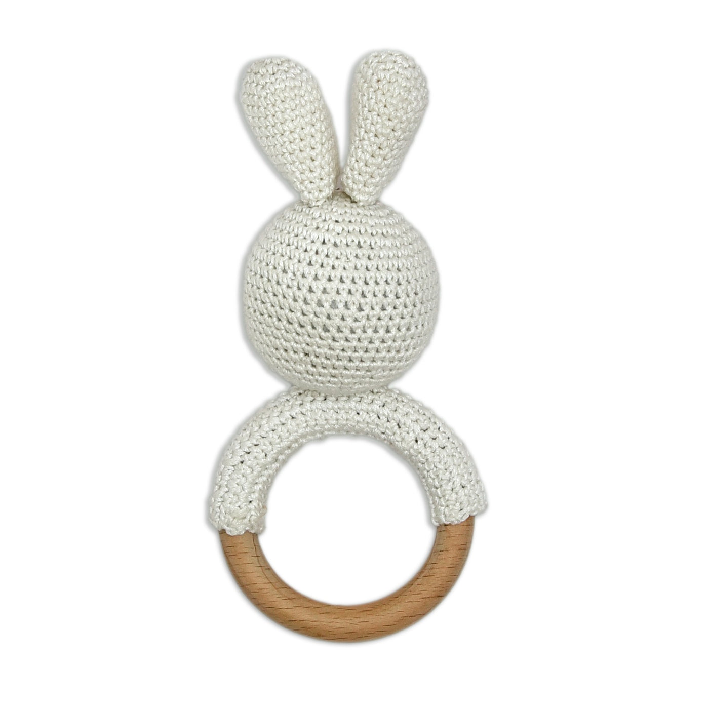 Cuddly Bunnies Ring Rattle-Gentle & Safe Crochet Toy for Newborns