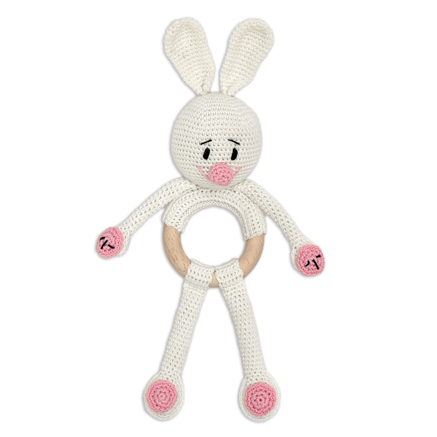 Cuddly Bunnies Rattle Toy- Handmade Baby Toy for Early Play