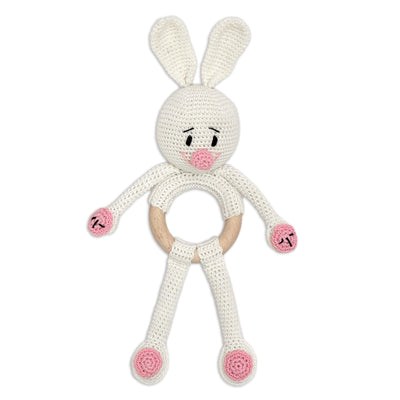Cuddly Bunnies Rattle Toy- Handmade Baby Toy for Early Play