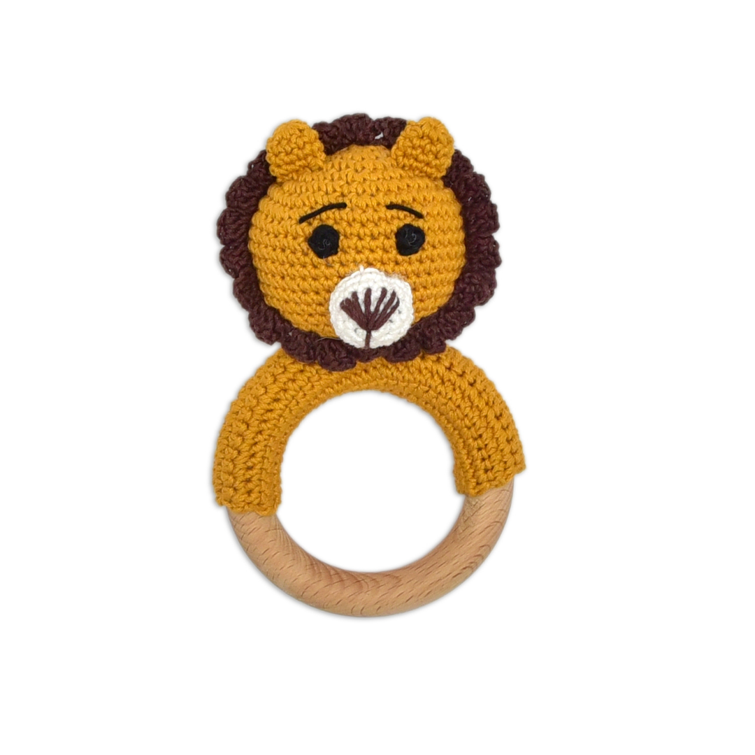 Mini Simba Crochet Ring Rattle – Handmade Lion Toy for Infants – HAPPY ...