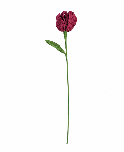 Trendy Handcrafted Crochet Tulips: Unique Home Decor Flowers- Single Stem