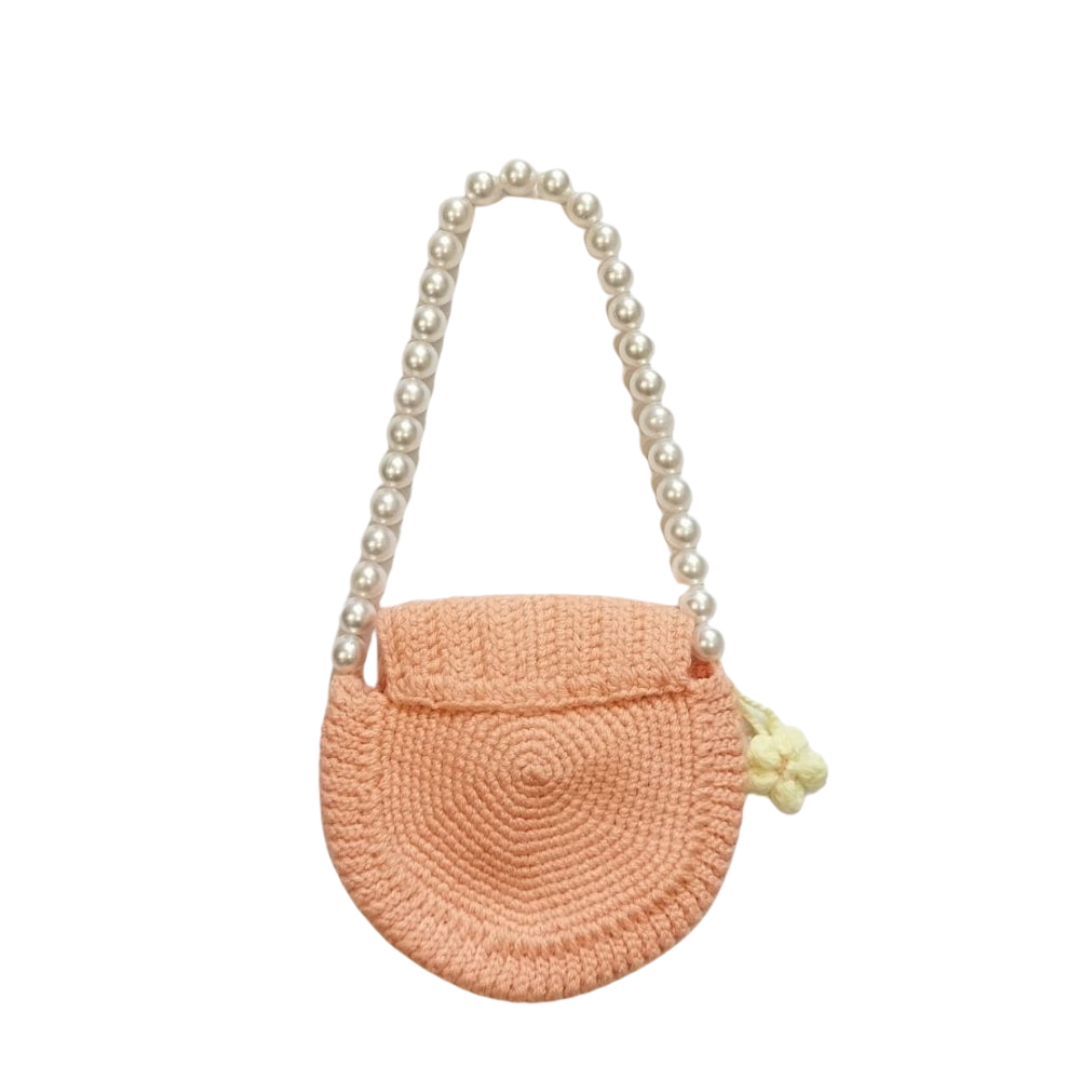 Whimsical Handmade Crochet Peach Purse for Little Princesses - Adorable Girls' Accessories