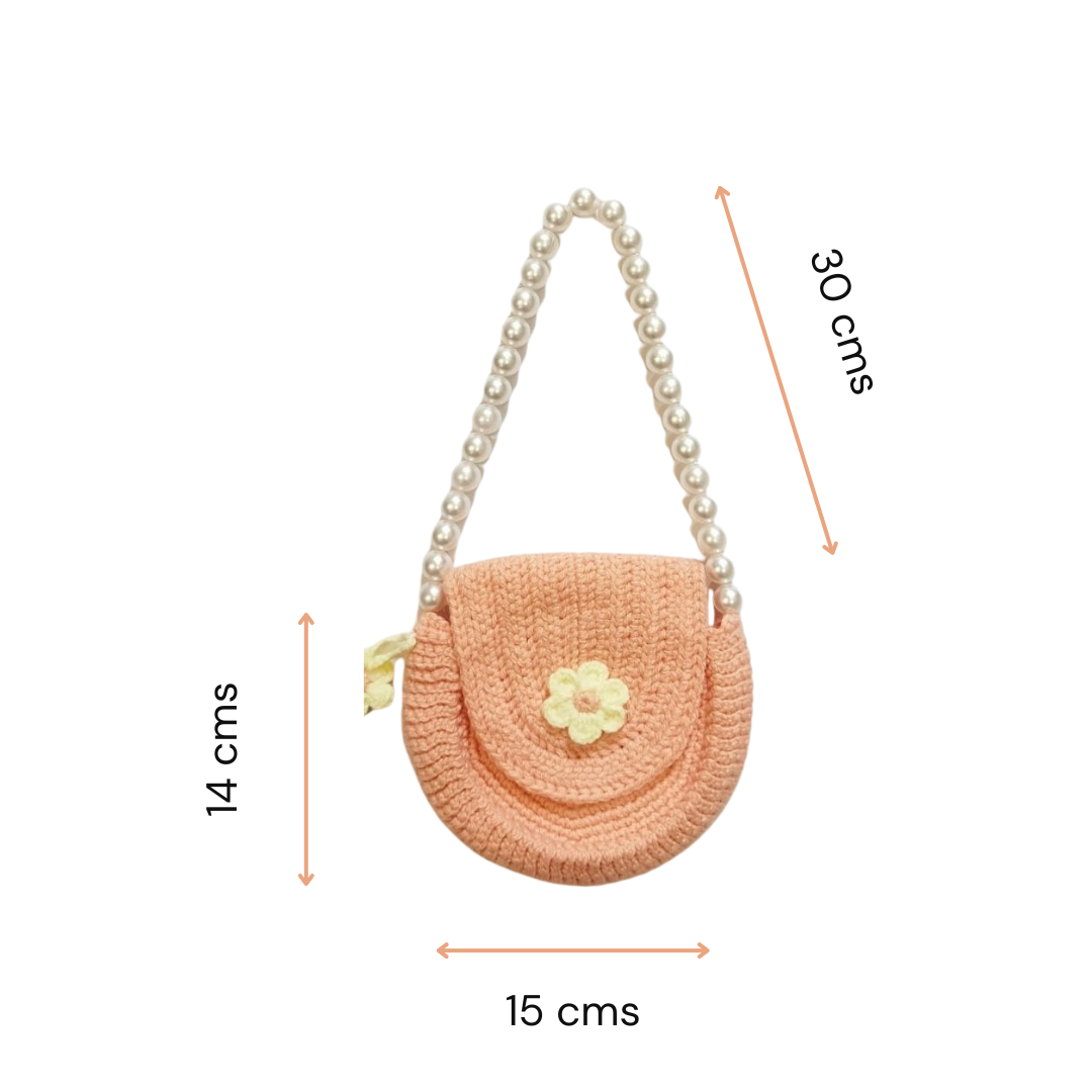 Whimsical Handmade Crochet Peach Purse for Little Princesses - Adorable Girls' Accessories