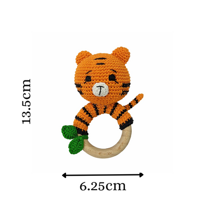 Joyful Tiger Rattle - Handmade Crochet Baby Companion