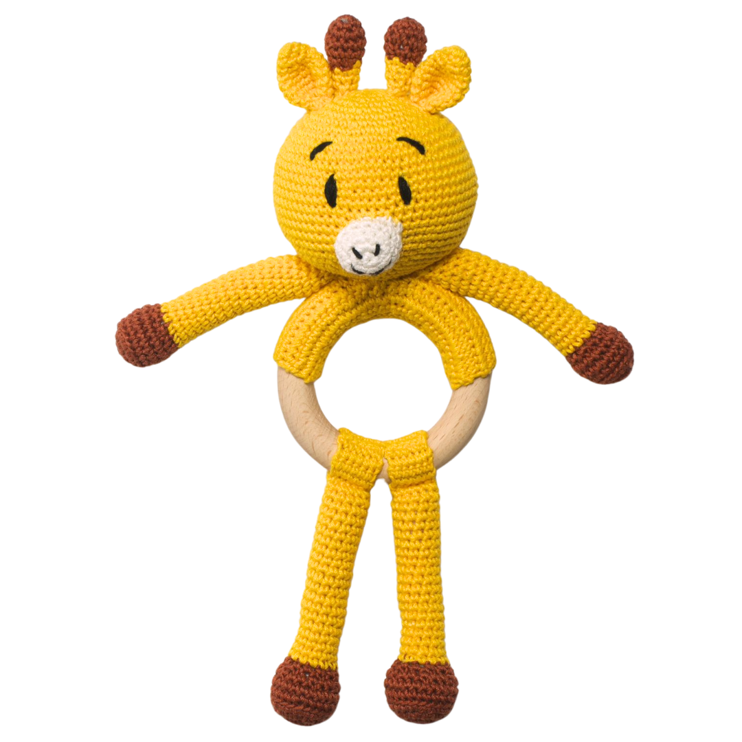 Crochet Giraffe Giggles Rattle Toy – Sweet Handmade Toy for Newborns