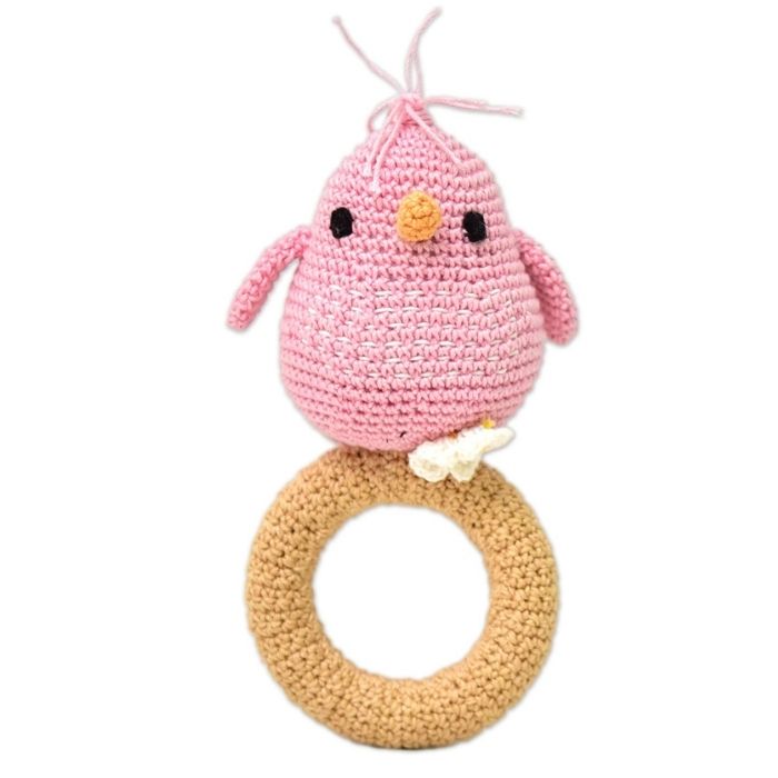 Eco-Friendly Crochet Bird Rattle - Handmade & Baby-Safe