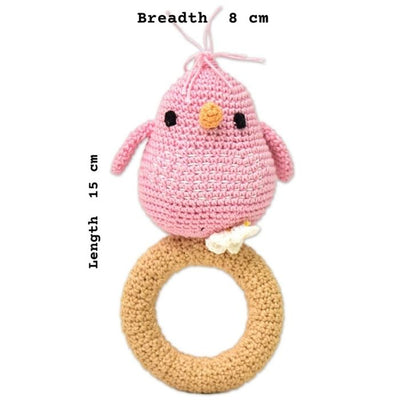 Eco-Friendly Crochet Bird Rattle - Handmade & Baby-Safe