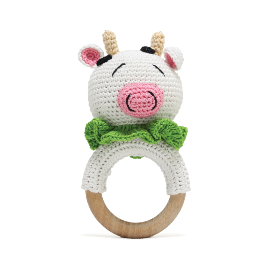 Moo-Mates Cow Rattle – Handmade Farmyard Fun for Babies