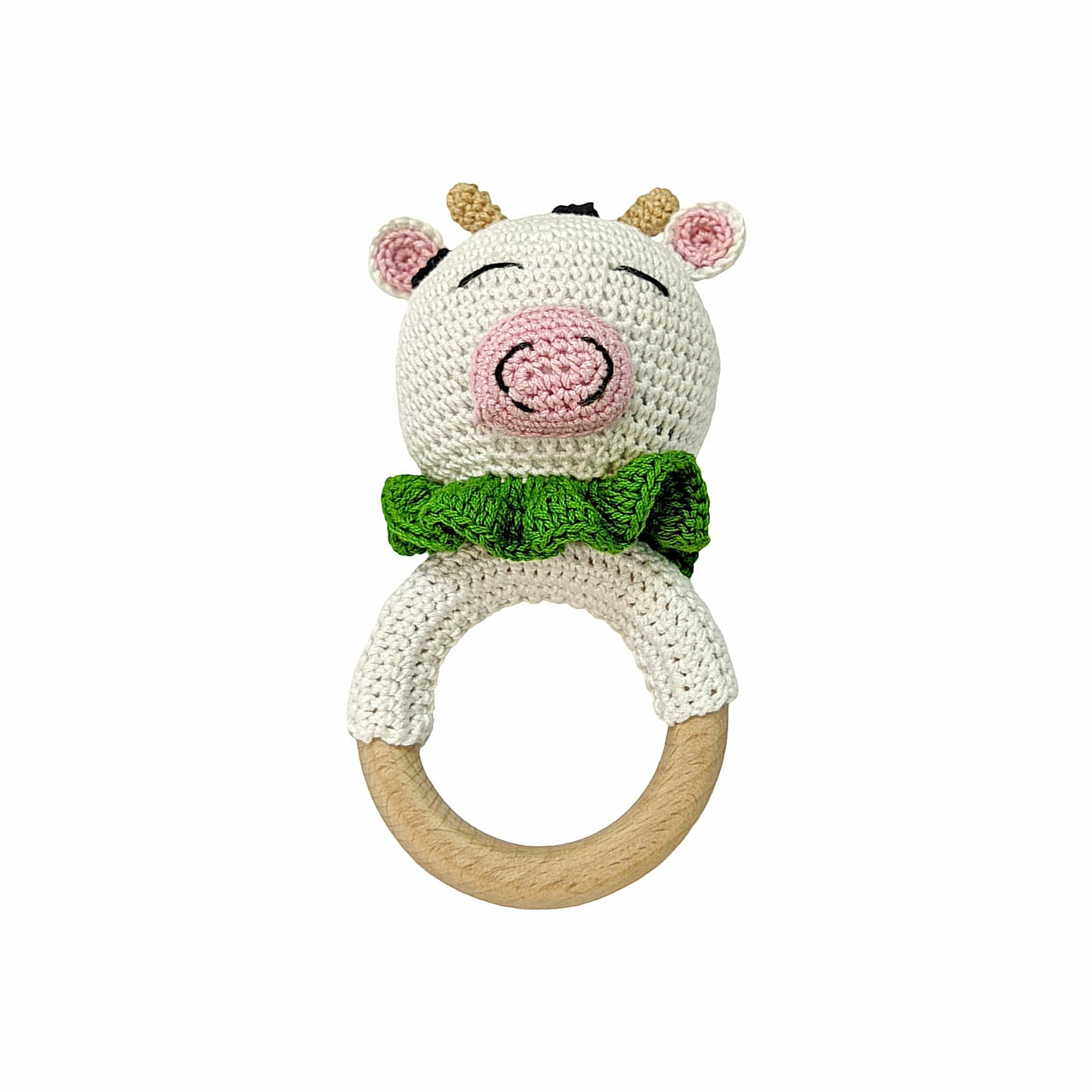 Cute Cow Rattle - Soft Handmade Crochet Baby Toy