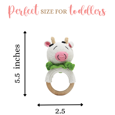 Moo-Mates Cow Rattle – Handmade Farmyard Fun for Babies