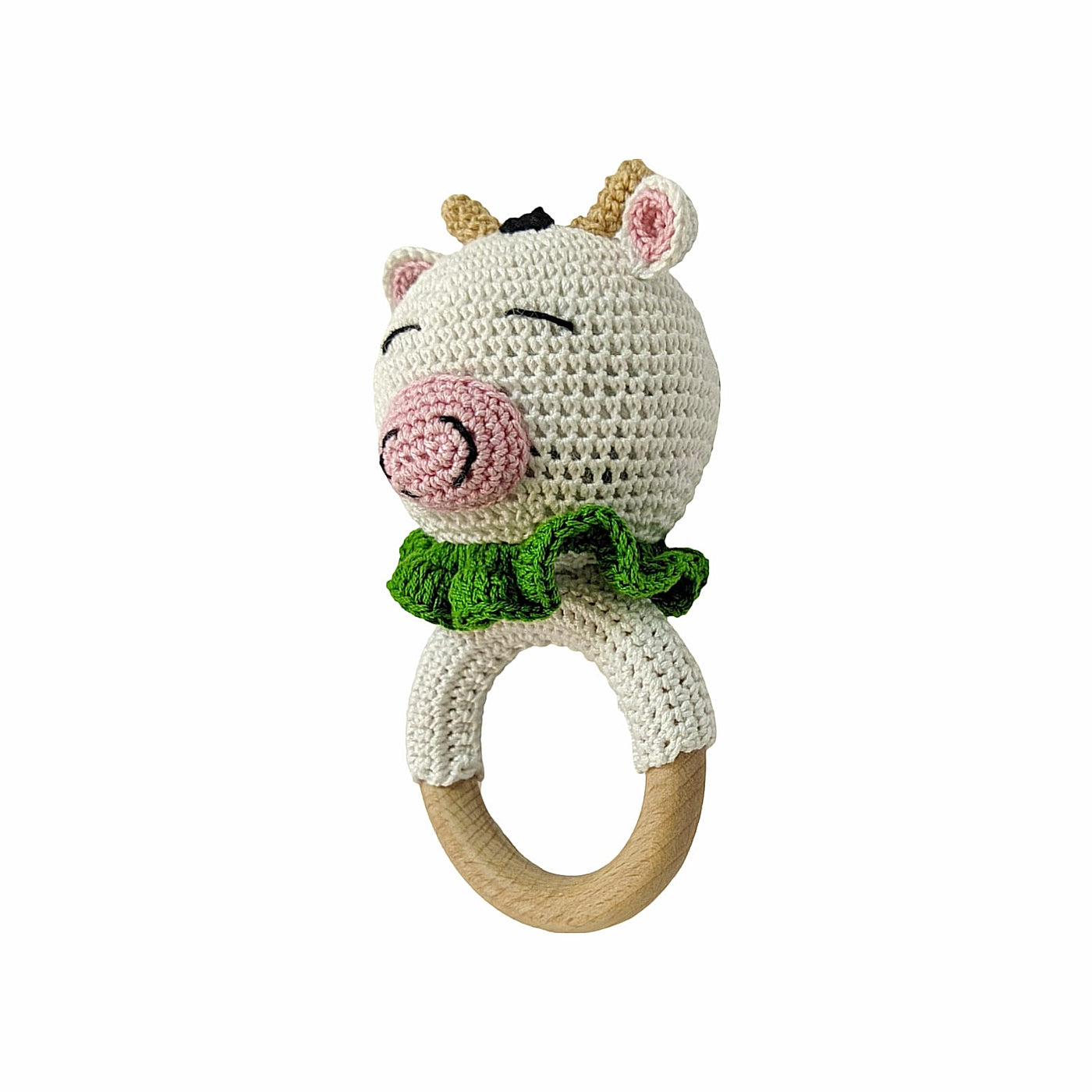 Cute Cow Rattle - Soft Handmade Crochet Baby Toy