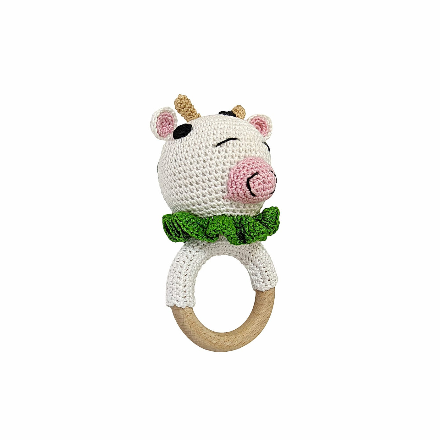 Cute Cow Rattle - Soft Handmade Crochet Baby Toy