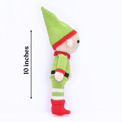 Cheerful Crochet Boy Elf Soft Toy – Handcrafted Holiday Gift & Décor