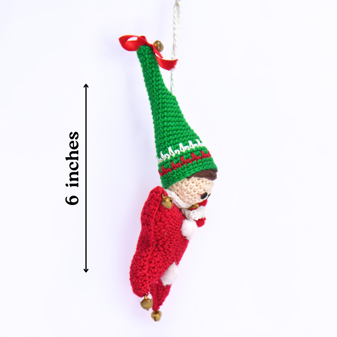 Christmas Star Elf Amigurumi Ornament | Handmade Holiday Tree Decoration