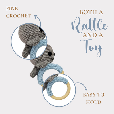 Soft Handmade Crochet Dolphin Rattle for Infants