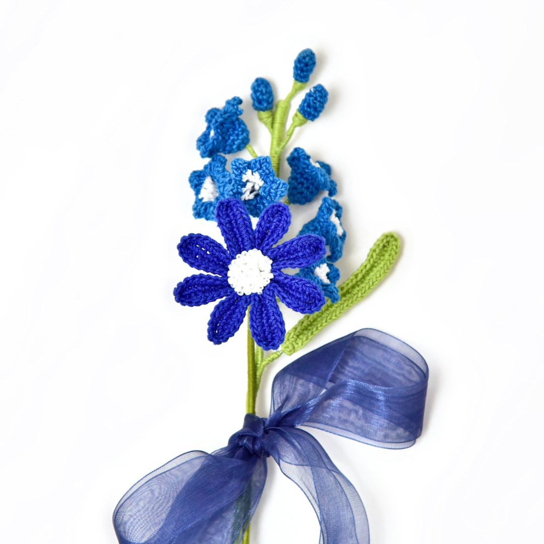 Handmade Blue Daisy Crochet Bouquet | Mother’s Day Gift Idea