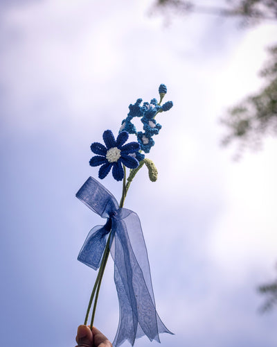 Handmade Blue Daisy Crochet Bouquet | Mother’s Day Gift Idea