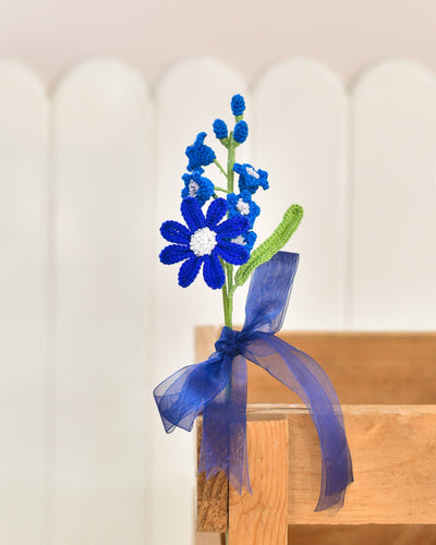 Handmade Blue Daisy Crochet Bouquet | Mother’s Day Gift Idea