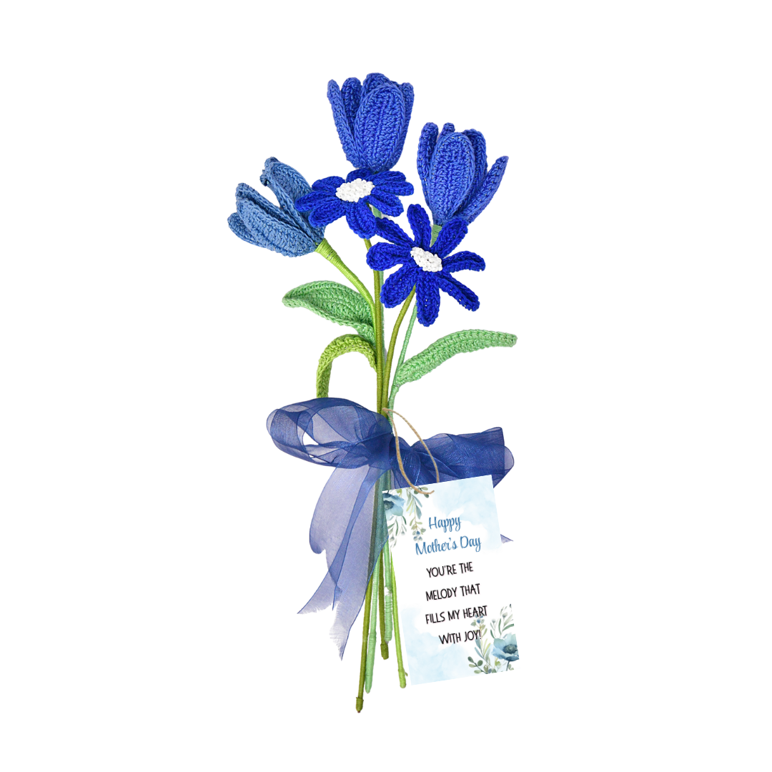 Handmade Blue Tulip & Daisy Flowers | Special Gift for Mom