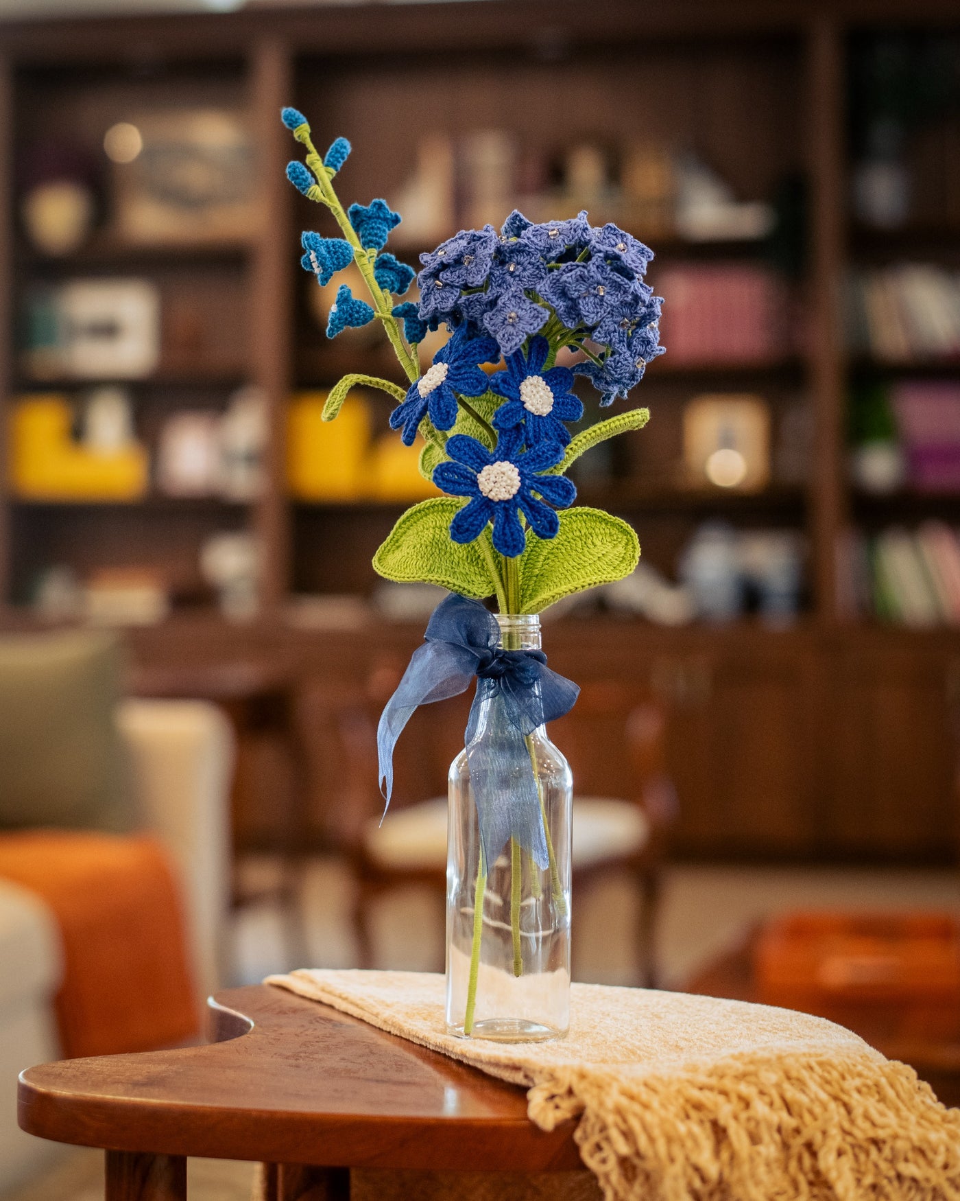 Blue Hydrangea & Daisy Crochet Bouquet | Mother’s Day Handmade Gift