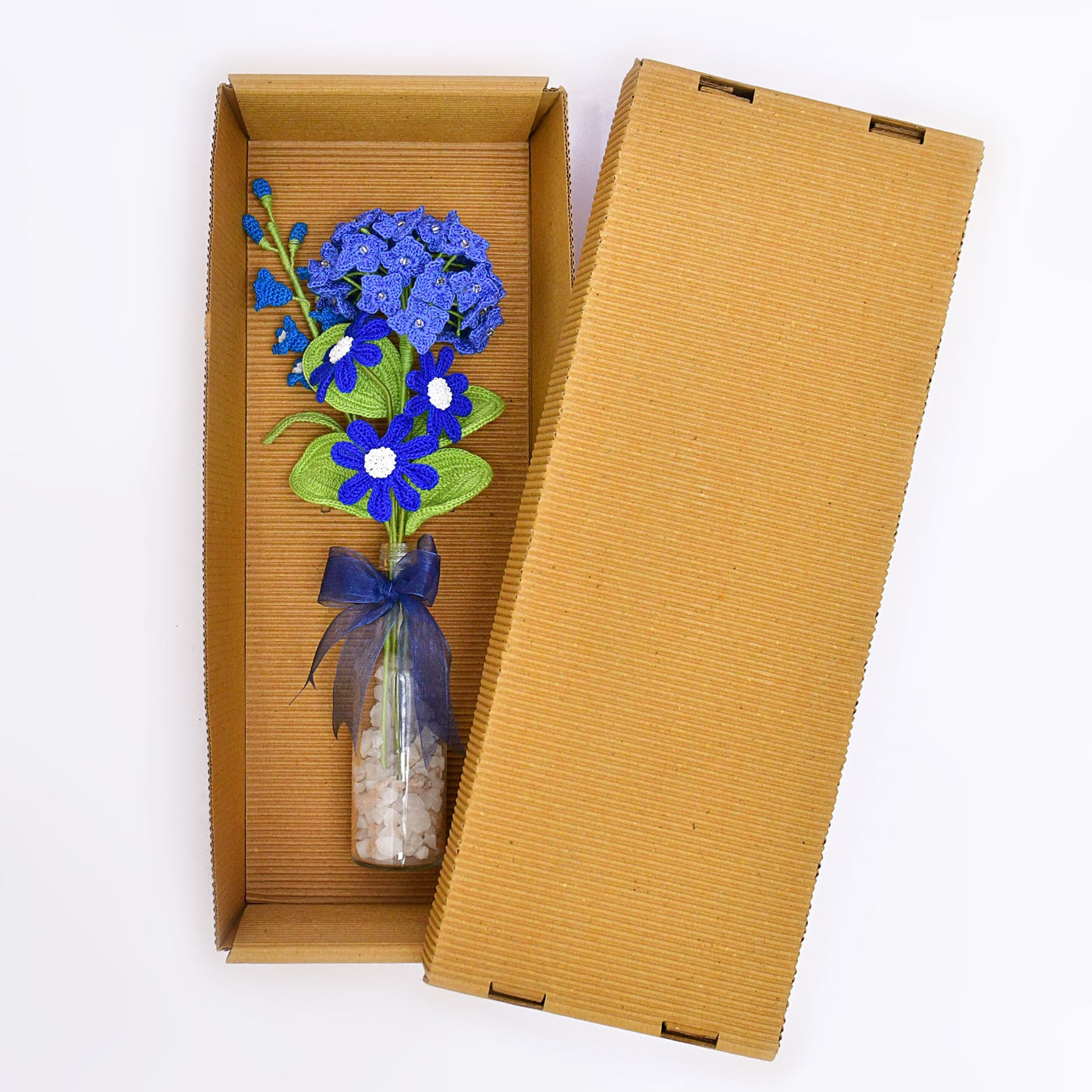 Blue Hydrangea & Daisy Crochet Bouquet | Mother’s Day Handmade Gift